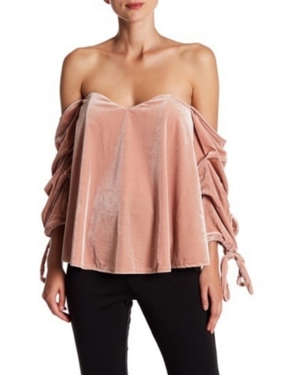 Impressions Tops - Impressions Velvet Off-Shoulder Tunic Dusty Rose Pink Party Sexy Off Shoulder